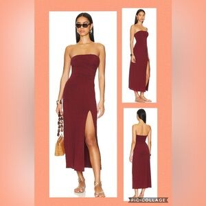 Free People Hayley Midi Dress in Russet Acorn Burnt Orange Strapless NWT Medium